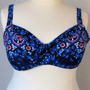 Swimsuits For All Size 22 Bikini Top Wired Adjustable Straps Navy Red Florals